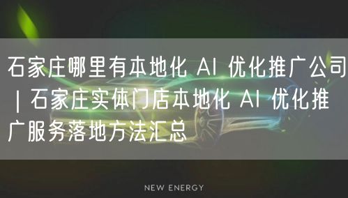 石家庄哪里有本地化 AI 优化推广公司｜石家庄实体门店本地化 AI 优化推广服务落地方法汇总
