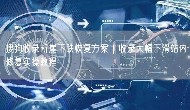 搜狗收录断崖下跌恢复方案｜收录大幅下滑站内修复实操教程