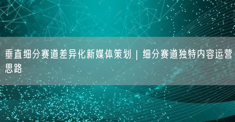 垂直细分赛道差异化新媒体策划｜细分赛道独特内容运营思路