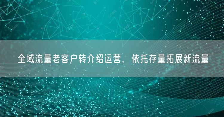 全域流量老客户转介绍运营，依托存量拓展新流量