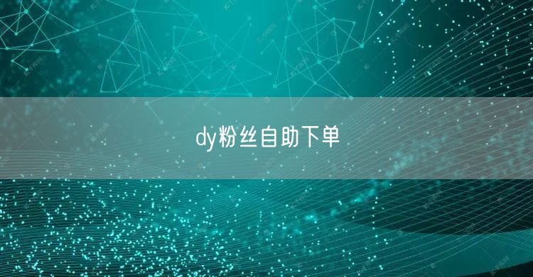 dy粉丝自助下单