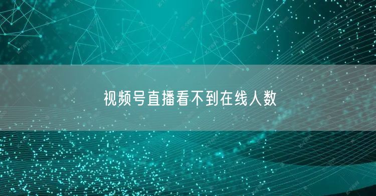 视频号直播看不到在线人数