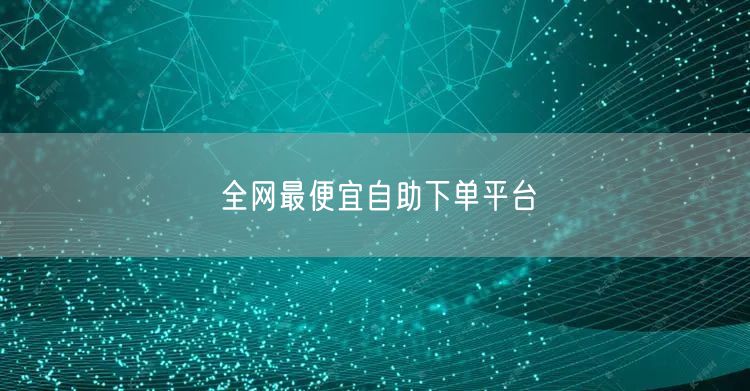 全网最便宜自助下单平台