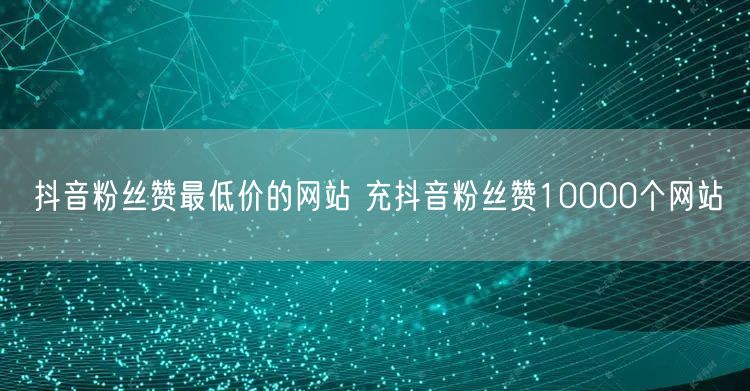 抖音粉丝赞最低价的网站 充抖音粉丝赞10000个网站