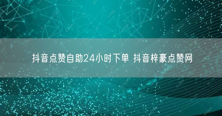 抖音点赞自助24小时下单 抖音梓豪点赞网