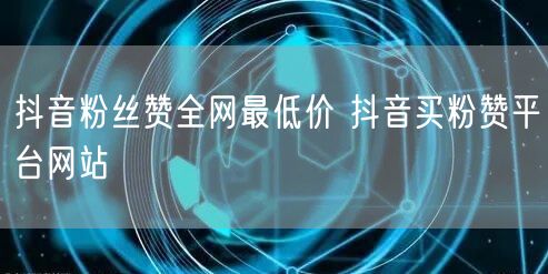 抖音粉丝赞全网最低价 抖音买粉赞平台网站