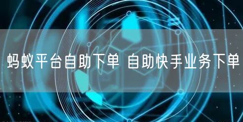蚂蚁平台自助下单 自助快手业务下单