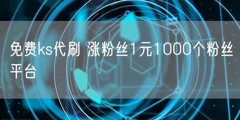 免费ks代刷 涨粉丝1元1000个粉丝平台