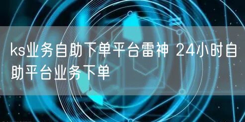 ks业务自助下单平台雷神 24小时自助平台业务下单